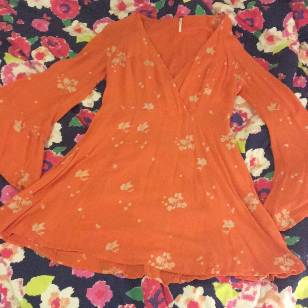 Free People orange floral dress